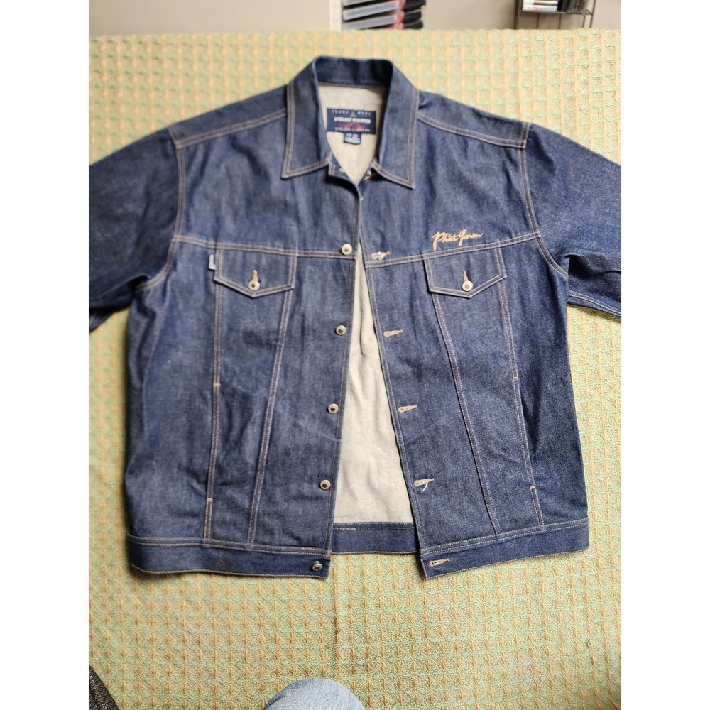 Vintage Phat Farm Denim Jean Trucker Jacket 2X Y2K Black Hip Hop Men's
